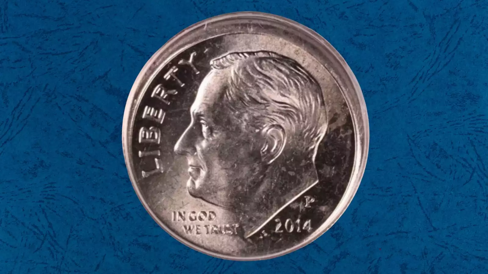 2014 Roosevelt dime partial collar error showing distorted edge with partial reeding