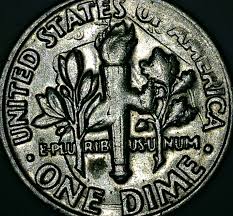 2014 Roosevelt dime die clash error showing ghost impression of opposite die design in the field
